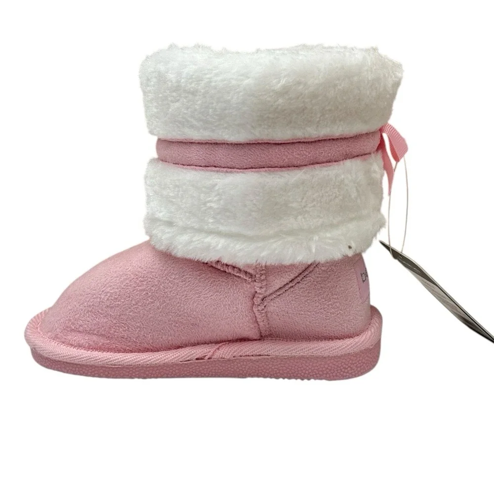 Bebe Toddler Girls Faux Fur Fashion Winter Boots Size 7 Pink-White‎ Lightweight
